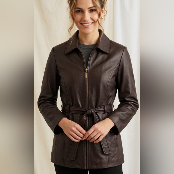 Knoles & Carter Jackets & Blazers - Chocolate Knoles & Carter Leather 3/4 Coat EUC 🍫